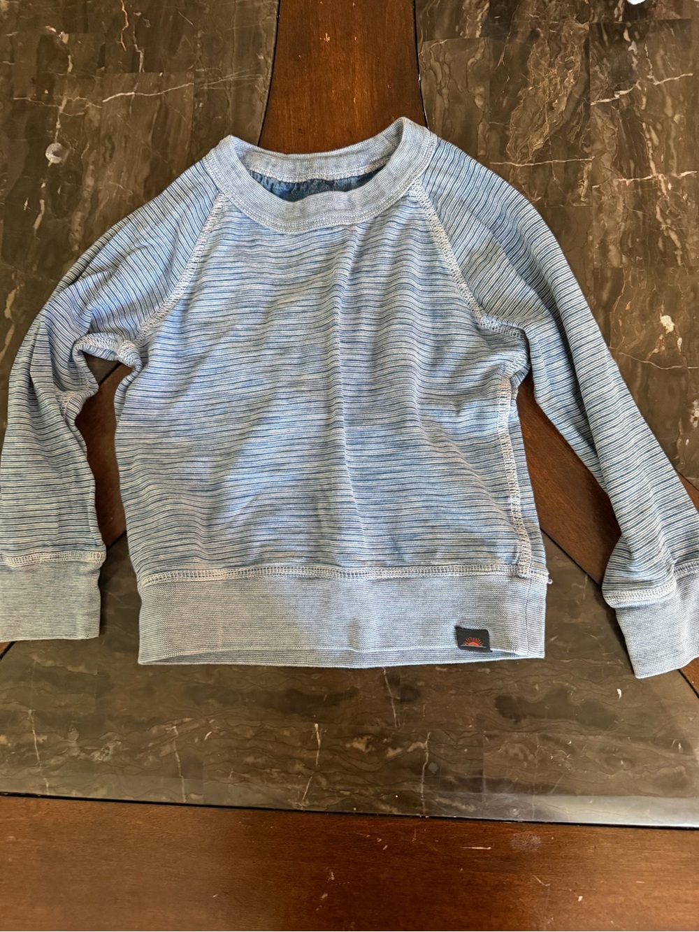 Faherty Light Blue Striped Crewneck Sweatshirt
